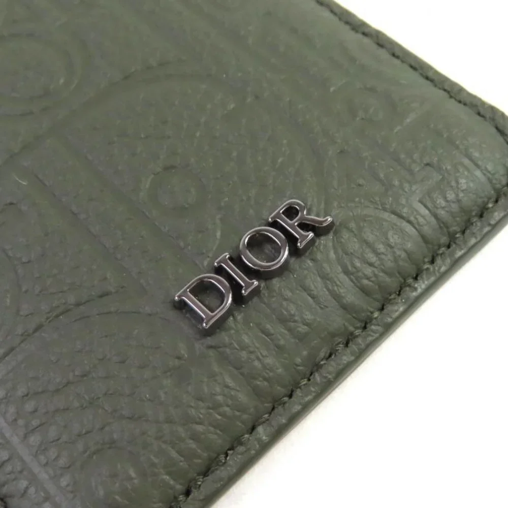 Christian Dior 2 flg Saddle Logo Magnet Gravity Leather Card Holder Card Case